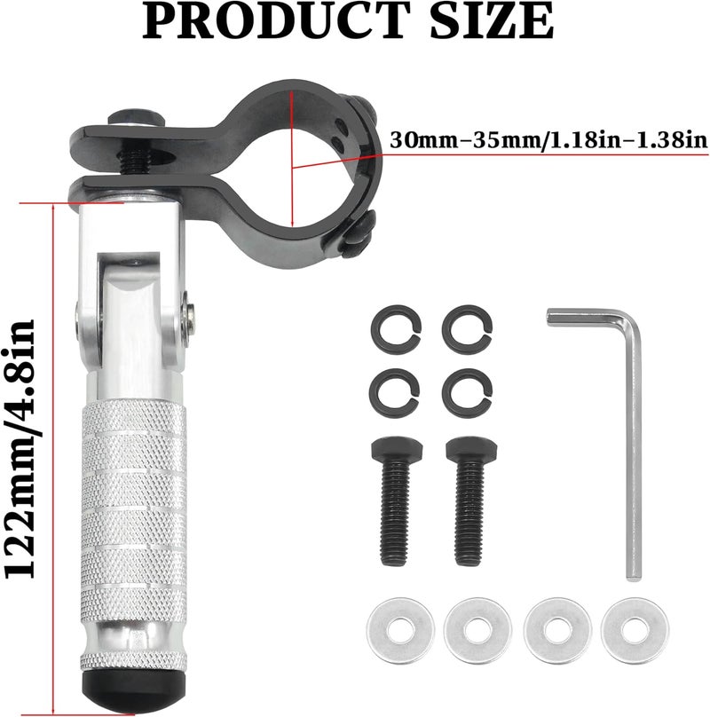 VUOZIP M8 Anti-Skid CNC Universal Motorcycle Foot Pegs Degree Foldable Footpegs Footrest,Upgrade Passenger Pedal For Mini Bike Dirt Pit Bike Electric Car Motorbike Honda Suzuki Yamaha Kawasaki (Silver) - Image 4